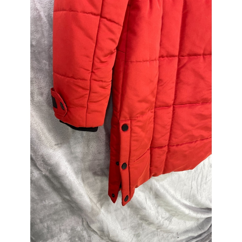 Lucky Brand Women's Small Parka Long Puffer Coat in Red Hooded Insulated - Picture 14 of 15
